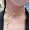 Collana classica di lusso di alta qualità con trifoglio a 4/4 foglie, conchiglia in onice d'oro 18 carati, madreperla, regalo per la festa della mamma per donne e ragazze