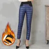 Skiing Pants Winter Women High Waist Straight Down Ladies Velvet Trousers Thickening Slim Thermal Female Warm Pant 2024