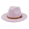 Bérets Fedora Chapeau Hommes Femmes Marron Ceinture En Cuir Décoration Feutre Chapeaux Mélange De Laine Artificielle Vintage Grand Bord Jazz En Gros