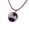 Pendentif Colliers Mode Verre Boule Ronde Pissenlit Fleur Séchée Collier Charme Naturel Transparent Chanceux Tour De Cou Cadeau Fait À La Main