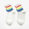 Chaussettes pour hommes unisexe Noël arc-en-ciel chaud coton mode noël rayé hiver max cool course femmes