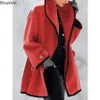 Piumino da donna in misto lana Autunno Inverno Cappotto da donna Trench da donna Cappotto lungo sottile caldo Moda allentato S5XL 231021