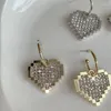 Boucles d'oreilles pendantes avec cristaux Flash coréens, blocs de construction en forme de cœur, Design mosaïque, cerceaux d'oreille goutte de mode, tempérament féminin, cadeaux légers
