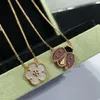 Lucky Spring Gold Plated Necklaces Bracelet Set Designer Four-leaf Clover Fashion Pendant Necklace Van Wedding Party Jewelry Butterfly Ladybug Gift