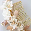 Hair Clips Floralbride Handmade Wired Alloy Pearl Ceram Flower Bridal Comb Wedding Headdress AccessoriesBridesmaids Women Jewelry