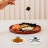 Plates 10 Pcs Camping Flatware Stainless Steel Plate Dessert Dishes Spice Soybean Sauce Gear