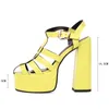 Sandalen sloten de teen uit hol uit Hoge Heels T-Trap Block Heel Summer Platform Sandles For Women Grade Size Gladiator Romeinse schoenen