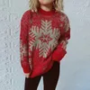 Frauenpullover OMCHION Abrigo Mujer 2023 Jahr Pullover Goldfaden Jacquard Große Schneeflocke Elch Weihnachtspullover Weibliche Kleidung