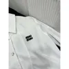 Miumius Shirt Designer Luxury Fashion Women Early Spring Letters New Small Polo Collar Cuff Rhinestone Button Decoration Long Sleeve Short Shirt