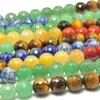 Pärlor naturliga 7 chakra stenar fasetterade runda löst grossist ädelsten semi ädelarmband halsband diy smycken gör design
