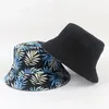 Berets Unisex Panama Bucket Hat Women Men Bob Man 2023 Leaf Print Double-sided Fishing Fisherman Hip Hop Reversible Sun Cap