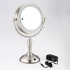 Miroirs compacts 3 couleurs éclairé par LED Double 8 pouces 2 faces grossissant 10X miroir de courtoisie de maquillage luminosité réglable écran tactile faire miroir 231021