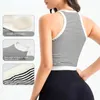 Yoga Outfit Sports Bra For Women Gym Push Up Chest Pad Vest Stripe Tight Top Short Seamless One Piece Woven Fitness