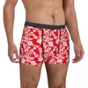 Calzoncillos Plantas Imprimir Ropa interior Rojo y Blanco Hombre Aduanas Transpirable Boxer Shorts Calidad Breve Plus Tamaño