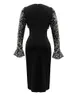 Basic Casual Women Dresses Spring Midi Dresses for Women Retro Elegant Shinny Long Sequins Black Dress Bodycon Slit Robe Birthday Party Femme Vestido 2024