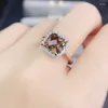 Cluster Rings Natural Real Smoky Quartz Square Ring Per Jewelry 8 8mm 2.3ct Gemstone 925 Sterling Silver Fine J215299