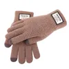 Five Fingers Gloves Fashion Men Winter Warm Knit Plus Plush Velvet Thicken Elastic Sports Fitness Cycling Mittnes Touch Screen Driving Gloves L46L 231021