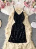 Casual Dresses Women Sequined Dress Chic Sexy Night Club Strap Summer Super Shiny Sleeveless O-neck Beach Ins SP061