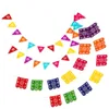 Parti dekorasyonu 4 adet bayrağı çekin Meksika Meksika Dekoru Mayo Fiesta Malzemeleri Dokuma Olmayan Kumaş Festivali Afişleri