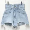 Frauen Shorts Dünne Hohe Taille Sexy Loch Grate Mini Denim 2023 Koreanische Sommer Einfarbig Quaste Weiblichen Casual Streetwear