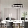Lustres modernos LED lustre de vidro luminária de luxo minimalista design de luz para sala de jantar hall quarto anéis