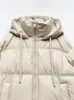 Mélanges de laine pour femmes ZBZA automne hiver épaissi chaud PU simili cuir court à capuche veste rembourrée haut Faux Parka manteau 231021