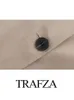 Wool mieszanki damskiej moda Trafza vintage solidny wełniany płaszcz pojedynczy piersi długie rękawy Blazer Kurtka Office Office Lady Owetedear 231021