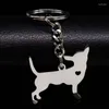Porte-clés 2023 Chihuahua Dog Porte-clés Bijoux Argent Couleur Acier inoxydable pour femmes Llaveros Mujer K922S01