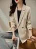 Women's Suits Light Green Casual Suit Blazer Spring Autumn Single Breasted Stitching Black Top Office Female Professional Jacket