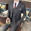 Men's Suits Blazer And Vest Pants Solid Color Business Casual Work Professional Wear Suit Wedding Groomsmen Slim Stage Costumes