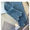 Trousers Girls Pants Elastic Waist Fashion Small Boot Cut Jeans 2023 Spring Autumn Pearls Flower All-match Kids Clothes