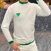 Hösttröja tröjor Vinter Casual Men's Long Sleeve Slim Pullovers Fashion Contrast Crew Neck Stickover Men