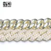 Biżuteria mody kubańska link cZ zębów diamentowy złoto platowany biały złoto Łańcuch Naszyjnik 19 mm Hip Hop losowane niestandardowe mężczyźni