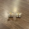 Stud Earrings Huitan Cute Butterfly For Women Gold Color/Silver Color Fashion Girls Ear Piercing Accessories Fancy Gift Jewelry