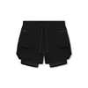 Herr shorts herrar två stycken fitness stora fickor last 2 i 1 träning sommar gym sportträning nylon jogger manliga korta byxor