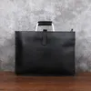 Briefcases Vintage Style Handbags For Men 2024 Designer Luxury Slim Briefcase Shoulder Genuine Leather Men's Working Tote S Male