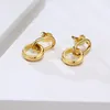 Pendientes de aro de moda para mujer, anillo doble fino, temperamento, Color suave, acero inoxidable dorado, joyería redonda de círculo grande