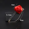 Homens rosa flor folha dourada moda broche pino terno lapela novos homens casamento boutonniere broches jóias presentes 2024226