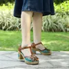 Sandals 36-42 Summer Handmade Colorul Casual Three-dimensional Flower Open Toe Buckle Chunky Heel Shoes For Women