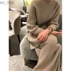 Womens Two Piece Pants Plus Size Set Women Clothing 2021 Autumn Clothes High Fashion Suit Fat Sister Sweater Wide Leg