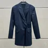 Women's Suits Jacket 2023 Autumn Outerwears Korean Fashion Asymmetric Slim Fit Suit Coat Wool Blend Long Sleeved Top Y2k