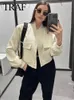 Mélanges de laine pour femmes TRAF Vintage solide à manches longues Bomber veste printemps femmes manteaux décontractés Streetwear femme élégant revers fermeture éclair Jakcet 231021