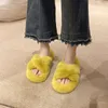 pantoufles d'hiver femmes plate-forme diapositives chaussures fourrure hiver neige sandales chaudes noir blanc jaune rose orange fourrure slippe femmes chaussures