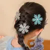 ヘアアクセサリー2pcsセットソリッドカラーキラキラしたパウダー雪だるまクリップガール子供のためのかわいいカワイイラッキーヘアピンファッションギフト