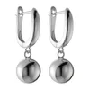 Boucles d'oreilles créoles en argent 925 avec pompon à aiguille, boule ronde pour femmes et filles, bijoux à la mode Eh873