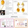 Dangle Earrings Fine Jewelry Silver Sterling Drop Citrine Natural 18K Gold Plated For Women Oval Gemstone Classic Brincos CCEI007