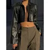 Giacca da donna in pelle vintage in PU cappotto giacca a vento in pelliccia sintetica capispalla moto Y2K anni '90 streetwear