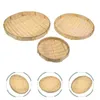 Conjuntos de vajilla 3 PCS Recogedor de mimbre Bandejas de madera redondas Cesta natural Tamiz práctico de bambú