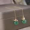 Dangle Earrings Fashion Natural Jade Ring Rice Pearls Ear Wire Women Stud Mother's Day Beautiful Diy Thanksgiving Halloween