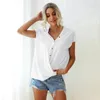 Magliette da donna Camicia elegante a maniche corte Camicia sexy con bottoni vintage da ufficio da donna Casual allentata per gli spostamenti quotidiani Top basic